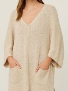 HER long knitted sweater/mini dress cream women's size L
